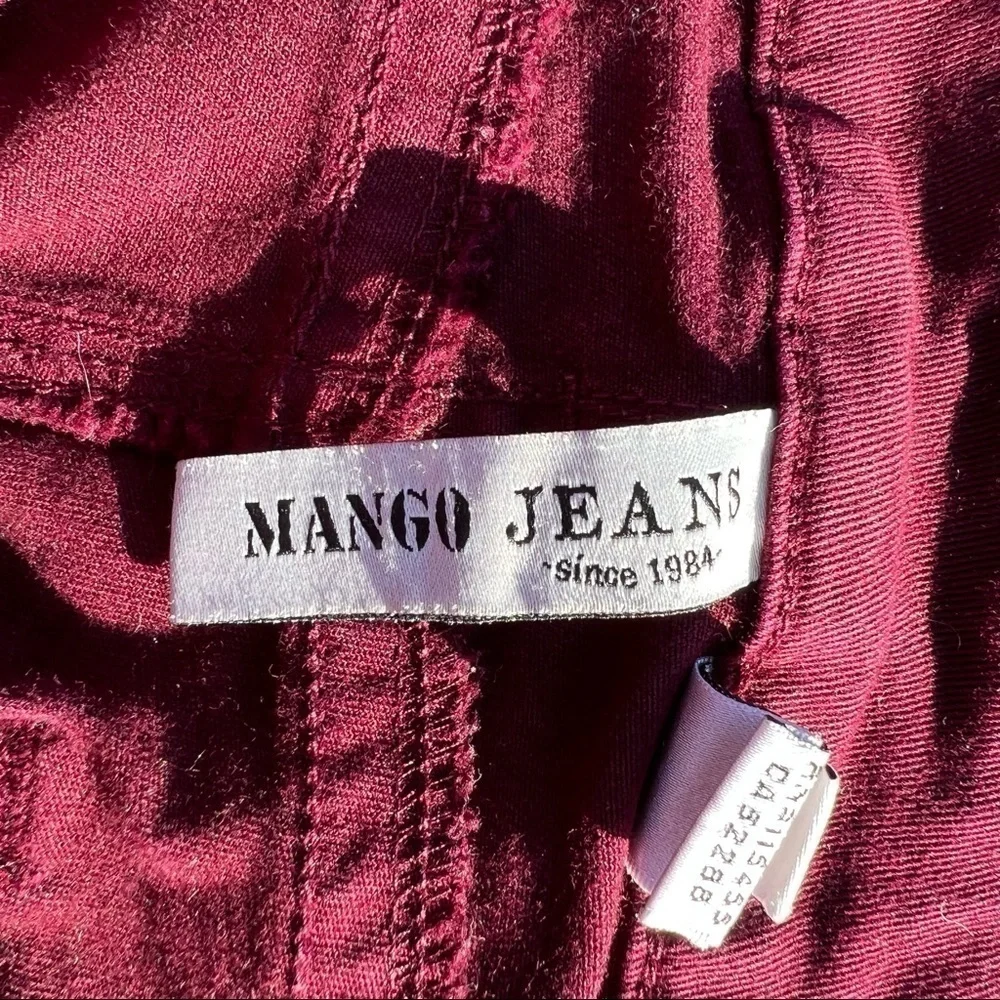 MANGO Jeans Women's Size 6 Wine Burgundy Skinny Slacks Pants Purple Slim Stretch
